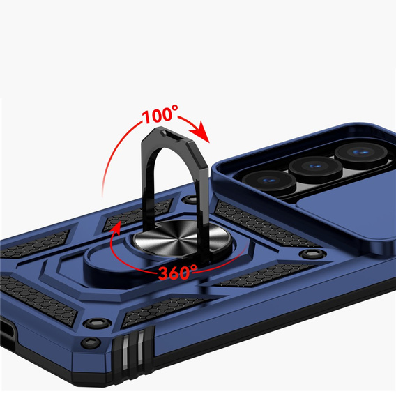 Husă blindată cu suport și capac pentru lentilă pentru Samsung Galaxy S26, albastră