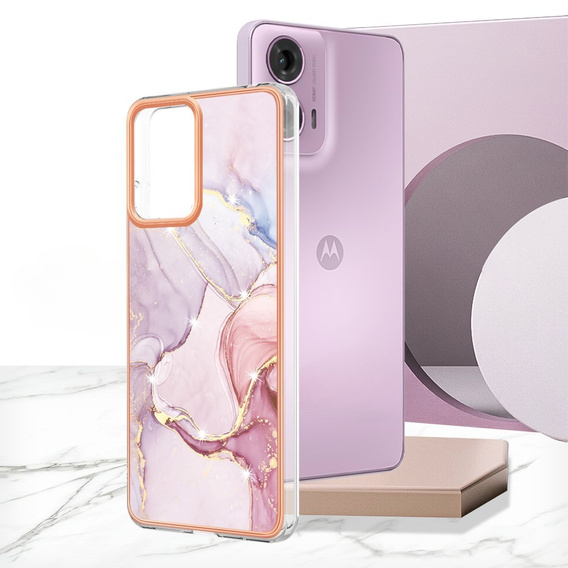 Carcasă de protecție pentru Motorola Moto G24 / G24 Power / G04, Marble Slim Case, roz