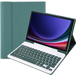 Carcasă + tastatură Samsung Galaxy Tab S9, Leather Pen Slot, verde închis