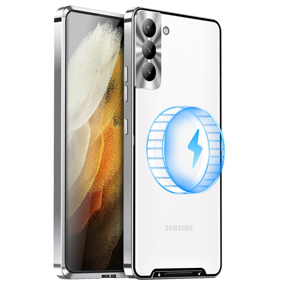 Carcasă de protecție pentru camera foto pentru Samsung Galaxy S21 FE 5G, CamShield MagSafe, transparent / argintiu