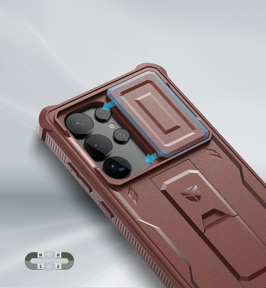 Husă blindată pentru Samsung Galaxy S25 Ultra, Dexnor Full Body (Two Frames), roșu