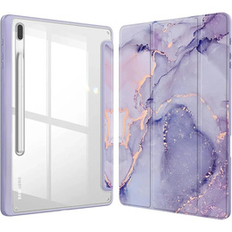 Husă pentru Samsung Galaxy Tab S10 FE+ Plus, Smartcase Hybrid, cu spațiu pentru stylus, Marble violet