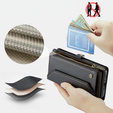Husă CASEME pentru Samsung Galaxy A56 5G, RFID Leather Wallet, cu curea de umăr, negru