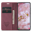 Husa CASEME pentru Samsung Galaxy S22 5G, Leather Wallet Case, roșu