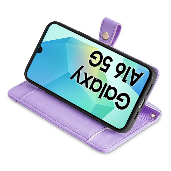 Cu clapetă pentru Samsung Galaxy A16, Wallet Zipper Pocket, violet