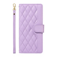 Husă cu clapetă pentru iPhone 16E, Rhombus Crossbody Leather, violet