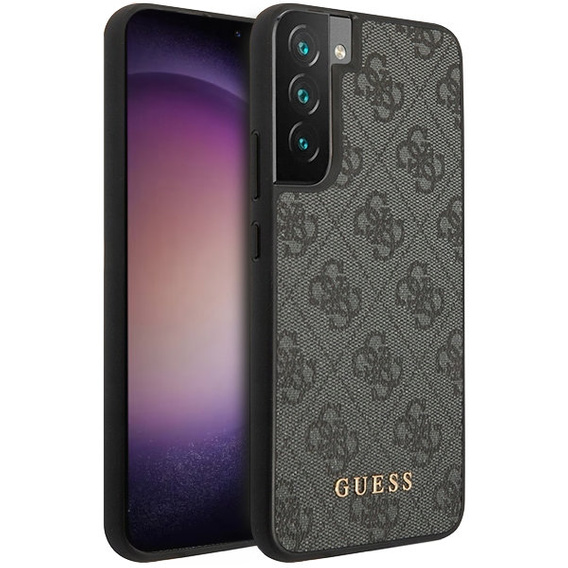 GUESS Huse pentru Samsung Galaxy S23, 4G Metal Gold Logo, gri