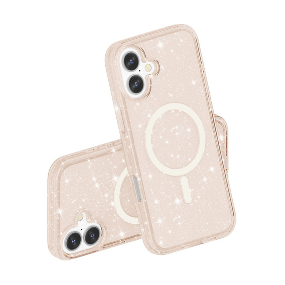 Husă pentru iPhone 17, pentru MagSafe, glitter, aur translucid