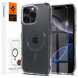 Carcasă MagSafe Spigen pentru iPhone 16 Pro Max, Ultra Hybrid, transparent / gri + 9H Tempered Glass