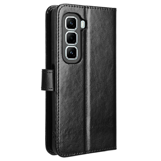 Cu clapetă pentru Infinix Hot 50 Pro+ 4G, Crazy Horse Wallet, negru