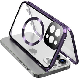 Carcasa Magnetic Dual Glass MagSafe pentru iPhone 15 Plus, violet