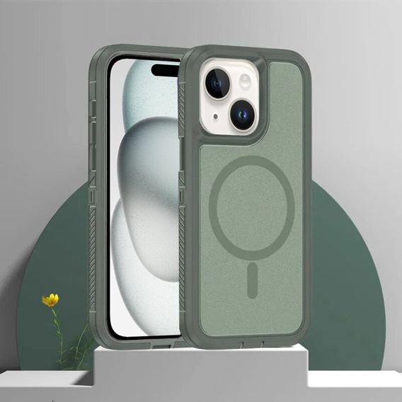 Carcasă cu ramă pentru iPhone 15, pentru MagSafe, verde