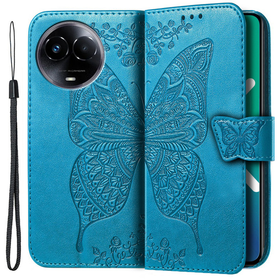 Cu clapetă pentru Realme 11 5G, Butterfly, albastru