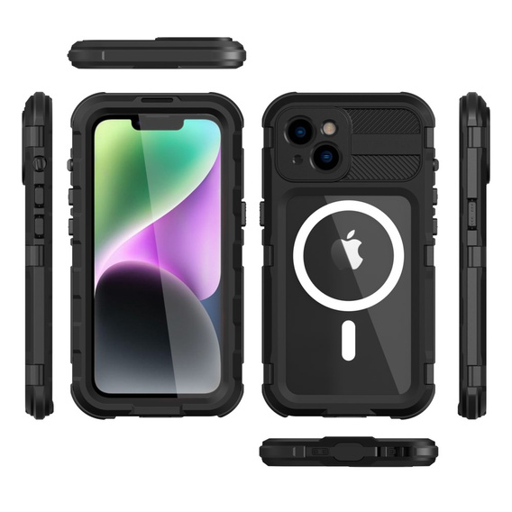 Carcasă impermeabilă IP68 pentru iPhone 14, SHELLBOX MagSafe, negru