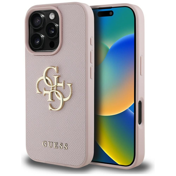 Husă GUESS Grained Big 4G și Classic Logo pentru iPhone 16 Pro