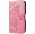 Cu clapetă pentru Motorola Moto G14, Butterfly, roz 