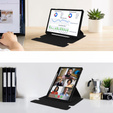 Husă pentru tastatură pentru Samsung Galaxy Tab S9, Rotary 360° Leather, negru