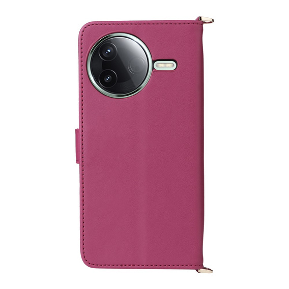 Carcasă cu clapetă pentru Xiaomi Poco F7 Ultra, Crossbody Leather Wallet, maroon