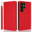 Cu clapetă pentru Samsung Galaxy S25 Ultra, Litchi Skin Grain, roșu