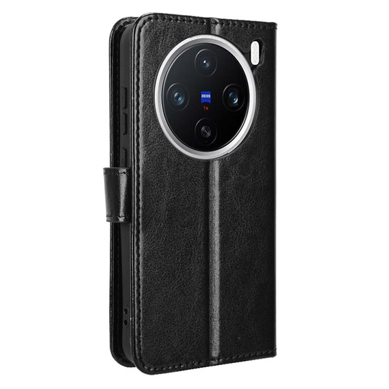 Cu clapetă pentru Vivo X200 Pro 5G, Crazy Horse Wallet, negru