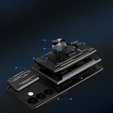 Husă blindată pentru Samsung Galaxy S24, Camera Slide Card Slot, negru