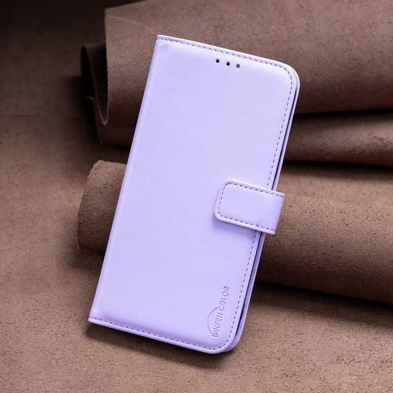 Cu clapetă pentru Samsung Galaxy S23 FE, BINFEN Wallet, violet + sticlă 9H