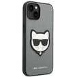 Karl Lagerfeld Huse pentru iPhone 14, Saffiano Choupette Head Patch, de argint