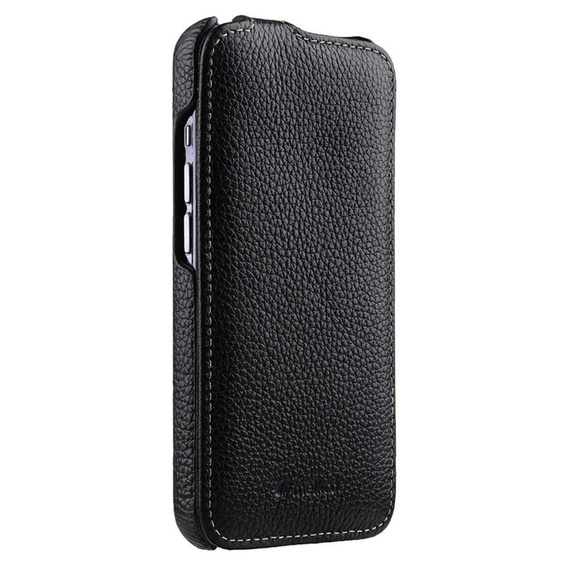 MELKCO carcasă flip pentru iPhone 15 Pro, piele, flip, negru