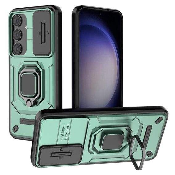 Husă pentru Samsung Galaxy S24, KickStand Camera Lens, verde