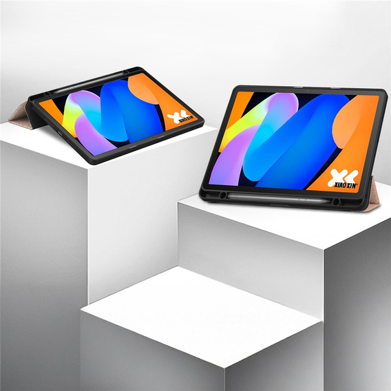 Husă pentru Lenovo Idea Tab 11" 2025 TB336FU TB336ZU, suport, Smartcase cu suport pentru stylus, auriu roz