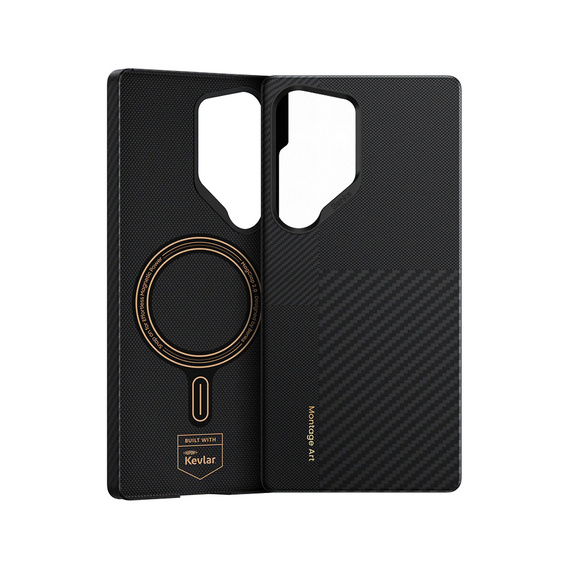 Carcasa BENKS Kevlar pentru Samsung Galaxy S25 Ultra, pentru MagSafe, Carbon Fiber, negru