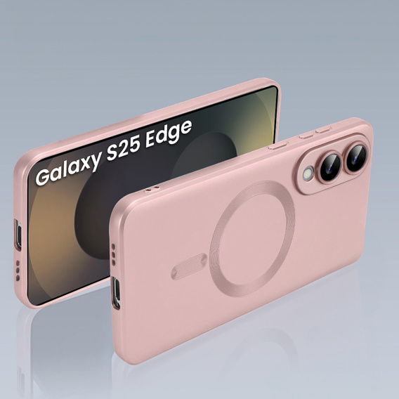 Carcasă pentru Samsung Galaxy S25 Edge, ColorMag, pentru MagSafe, roz + sticlă călită 9H