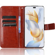 Cu clapetă pentru Honor 90, Crazy Horse Wallet, maro