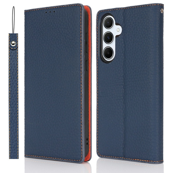 Cu clapetă pentru Samsung Galaxy S25+ Plus, Litchi Skin Grain, albastru închis