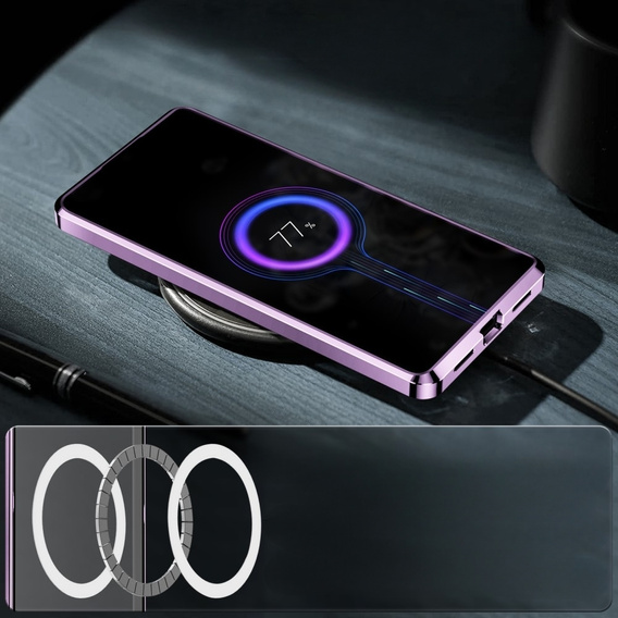 Carcasă de protecție pentru camera foto pentru Samsung Galaxy S23, CamShield MagSafe, transparent / violet