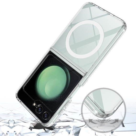 Husă pentru Samsung Galaxy Z Flip7 FE / Z Flip6, Fusion Hybrid Case, pentru MagSafe, transparentă
