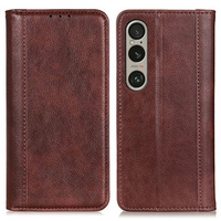 Husa cu clapetă pentru Sony Xperia 1 VI, Split Leather, maro