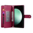 Cu clapetă pentru Samsung Galaxy S25 Edge, Wallet Zipper Pocket, roșu