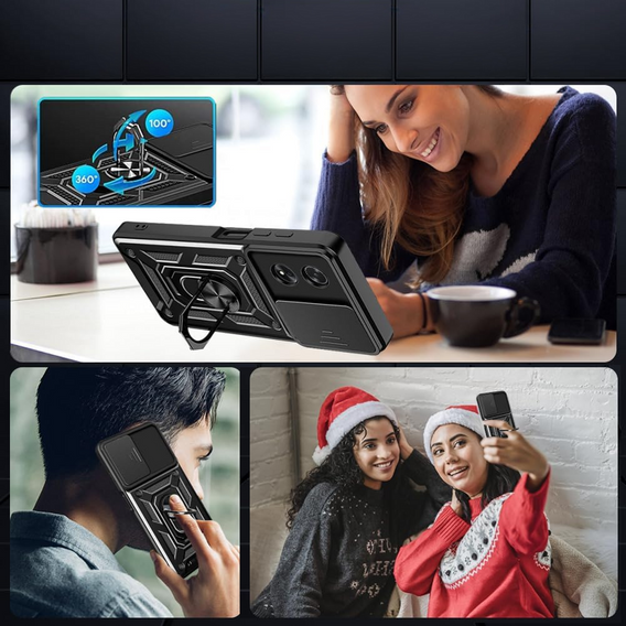 Husă blindată pentru Oppo A60, CamShield Slide, negru