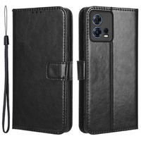 Cu clapetă pentru Motorola Edge 30 Fusion 5G, Crazy Horse Wallet, negru