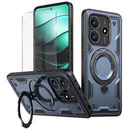 Carcasă pentru Xiaomi Redmi Note 14 5G, Military MagSafe, albastru + 9H Glass