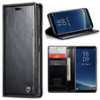 Carcasă flip CASEME pentru Samsung Galaxy S8+ Plus, Waxy Textured, negru