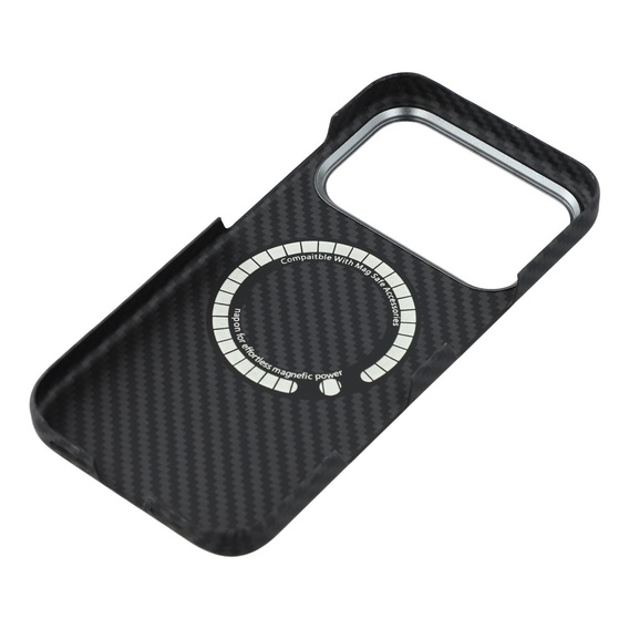 Husă pentru iPhone 17 Pro, fibră de carbon, pentru MagSafe, negru