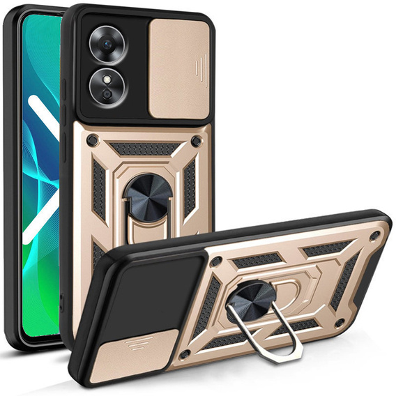 Husă blindată pentru Oppo A17, CamShield Slide, de aur