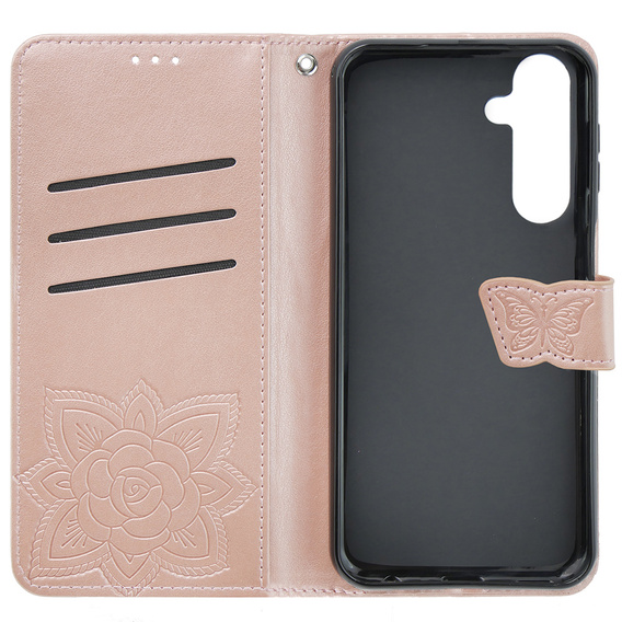 Cu clapetă pentru Oppo A79 5G, Butterfly, roz rose gold