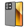 Carcasă din silicon pentru Xiaomi Redmi Note 13 5G, cu protecție pentru camera foto, transparent / negru + sticlă călită 9H