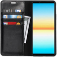 Cu clapetă pentru Sony Xperia 10 IV, Split Leather Wallet, negru