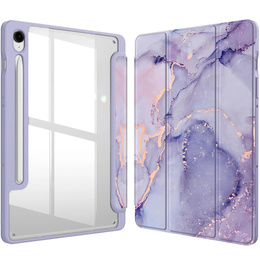 Husă pentru Samsung Galaxy Tab S10 Lite / S10 FE / S9 FE, Smartcase Hybrid, cu spațiu pentru stylus, Marble violet