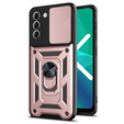 Husă blindată pentru Samsung Galaxy S21 FE, CamShield Slide, roz rose gold