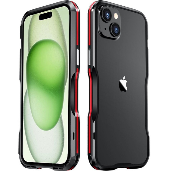 Husa LUPHIE pentru iPhone 15, Armor Bumper, negru / roșu